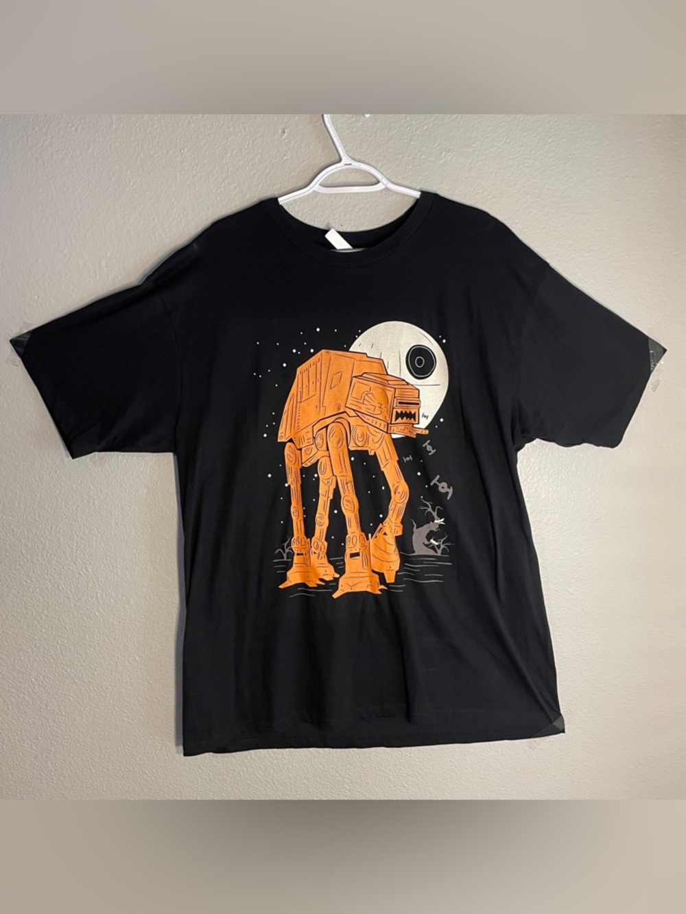 Custom Star Wars Halloween At-At Halloween Black Orange Tshirt Size XL Cotton